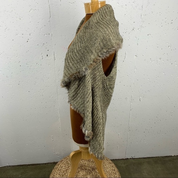 Alberto Makali Size Medium Alpaca Wool Knit Blend Rabbit Fur Trim Vest Cardigan - Picture 13 of 15